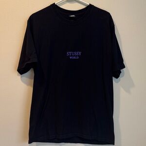 Stussy Black Tee with Purple Logo